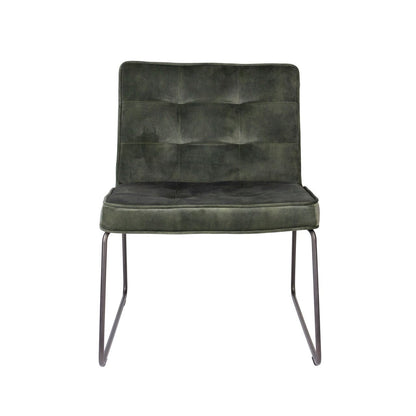 Nancy's Gold Canyon Lounge Chair - Industrieel - Groen - Polyester, Multiplex, Metaal - 69 cm x 55,5 cm x 75 cm