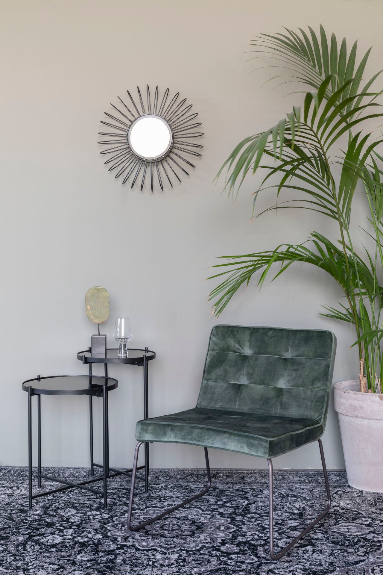 Nancy's Gold Canyon Lounge Chair - Industrieel - Groen - Polyester, Multiplex, Metaal - 69 cm x 55,5 cm x 75 cm
