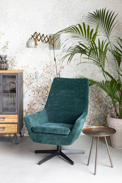 Nancy's Claiborne Lounge Chair - Industrieel - Groen- Polyester, Multiplex, Strijk - 79 cm x 76 cm x 98 cm