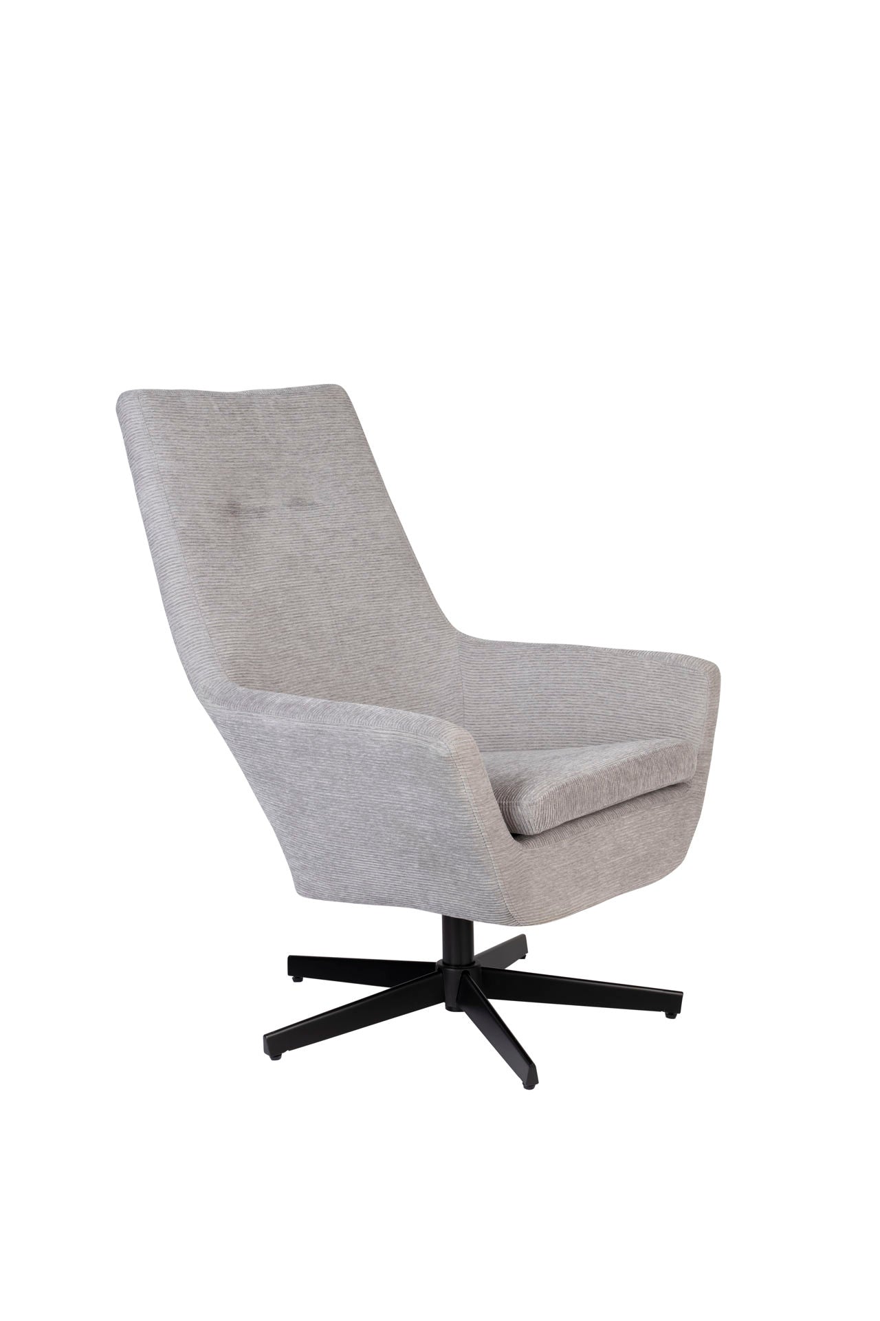 Nancy's Beachwood Lounge Chair - Industrieel - Lichtgrijs, Zwart - Polyester, Multiplex, IJzer - 79 cm x 76 cm x 98 cm