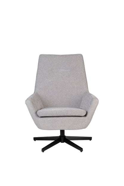 Nancy's Beachwood Lounge Chair - Industrieel - Lichtgrijs, Zwart - Polyester, Multiplex, IJzer - 79 cm x 76 cm x 98 cm