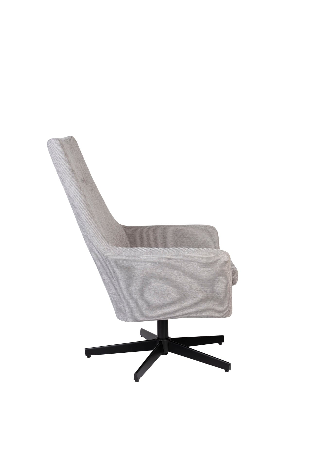 Nancy's Beachwood Lounge Chair - Industrieel - Lichtgrijs, Zwart - Polyester, Multiplex, IJzer - 79 cm x 76 cm x 98 cm