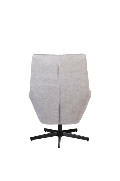 Nancy's Beachwood Lounge Chair - Industrieel - Lichtgrijs, Zwart - Polyester, Multiplex, IJzer - 79 cm x 76 cm x 98 cm