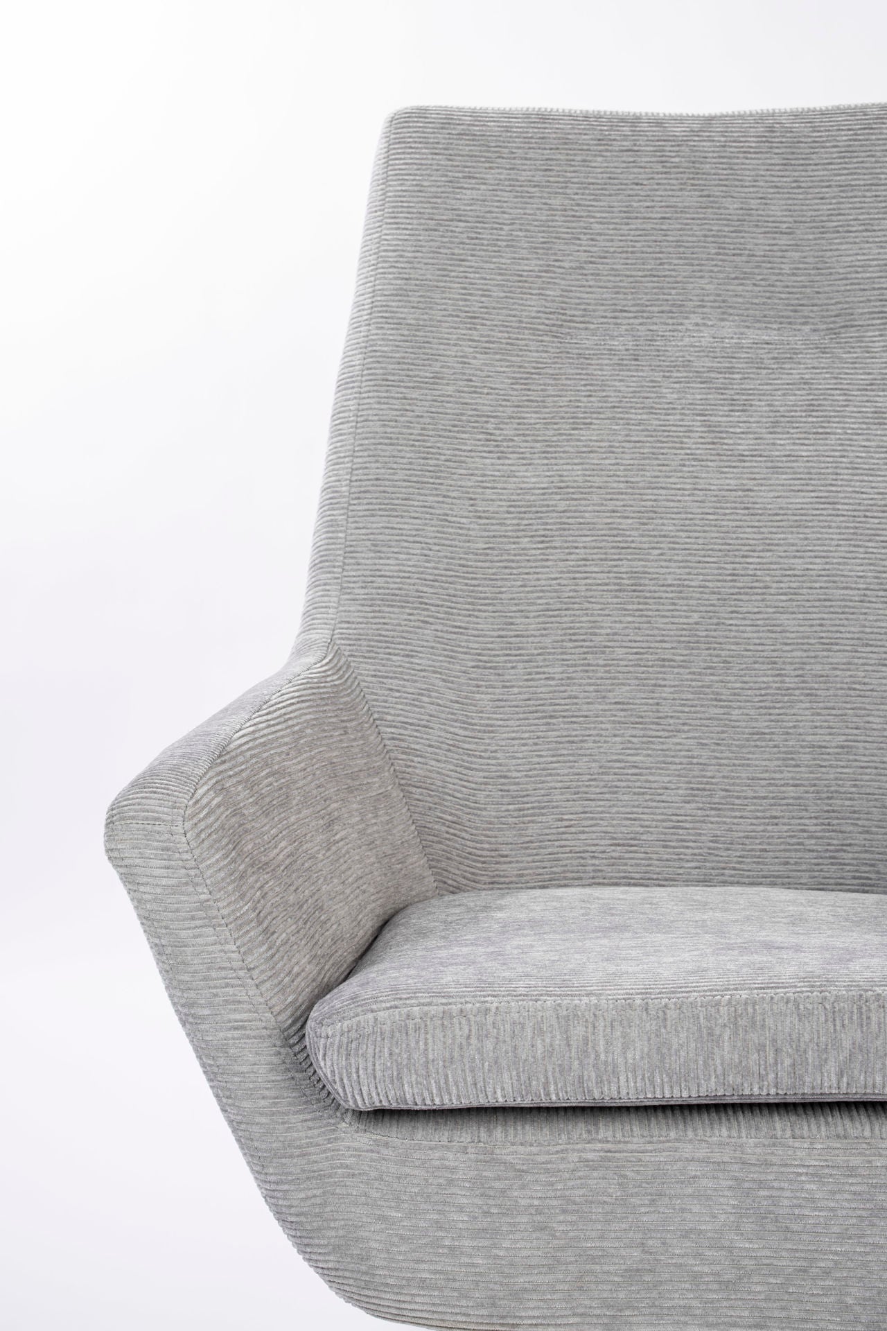 Nancy's Beachwood Lounge Chair - Industrieel - Lichtgrijs, Zwart - Polyester, Multiplex, IJzer - 79 cm x 76 cm x 98 cm