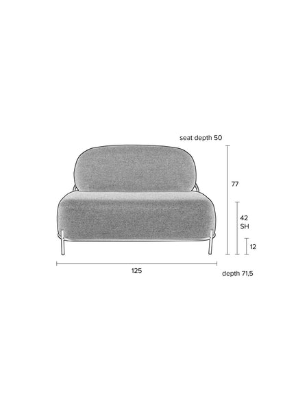 Nancy's Seven Hills Fauteuil - Loungestoel - Relax Stoel - Loveseat - Sofa - Geel - 71,5 cm x 125 cm x 77 cm