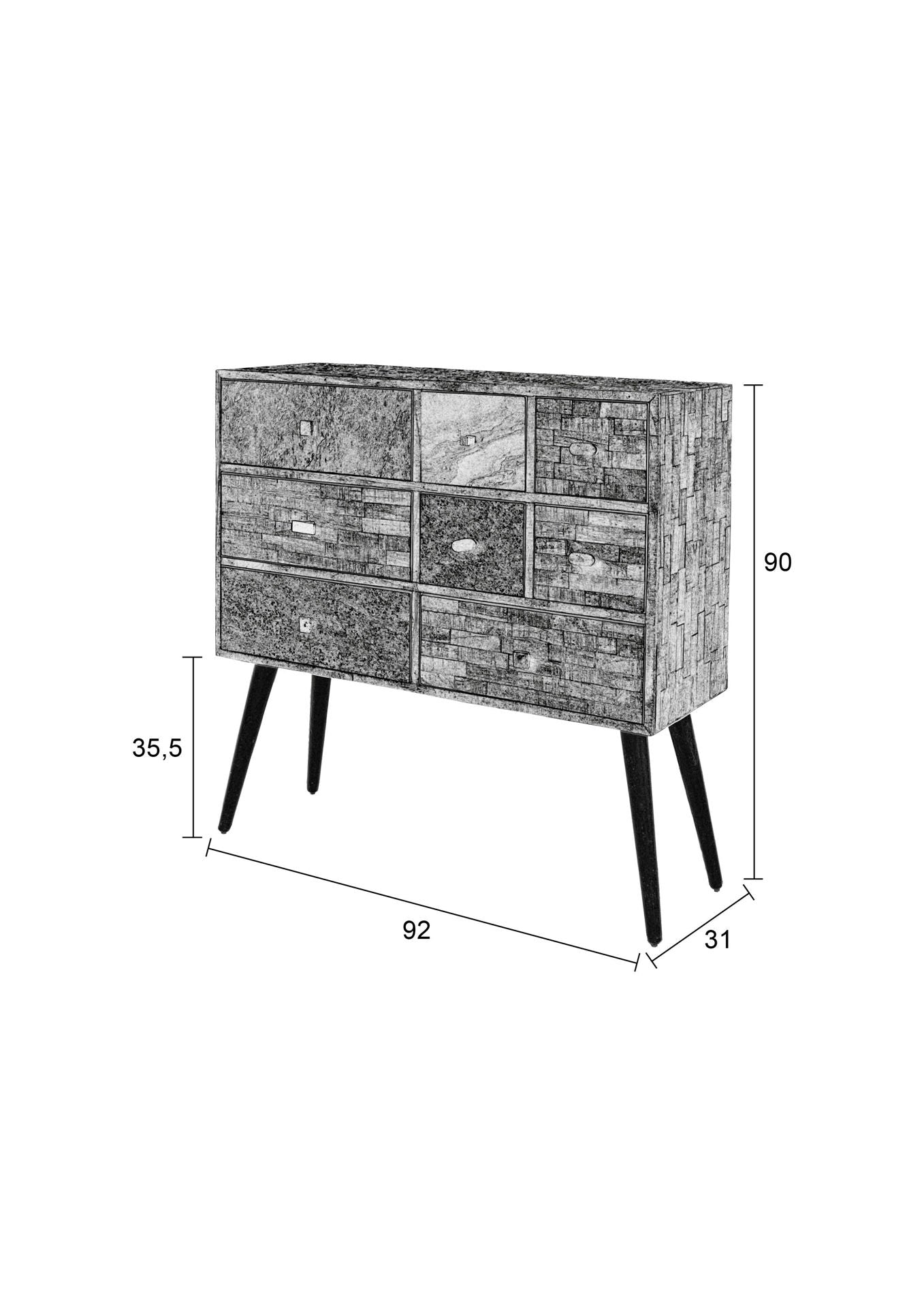 Nancy's Spirit Lake Cabinet - Industrial - Brown, Natural, Black - Mdf, Metal, Teak - 31 cm x 90 cm x 89 cm