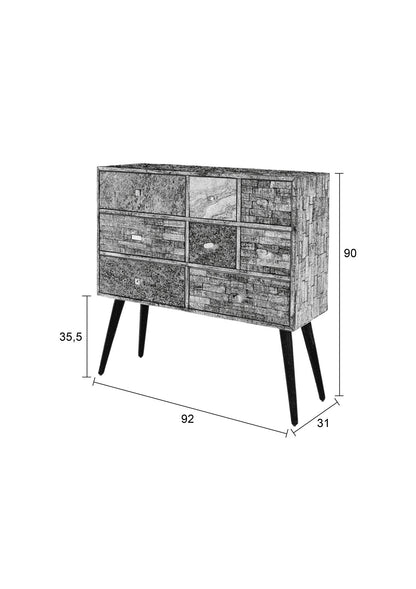 Nancy's Spirit Lake Cabinet - Industrial - Brown, Natural, Black - Mdf, Metal, Teak - 31 cm x 90 cm x 89 cm