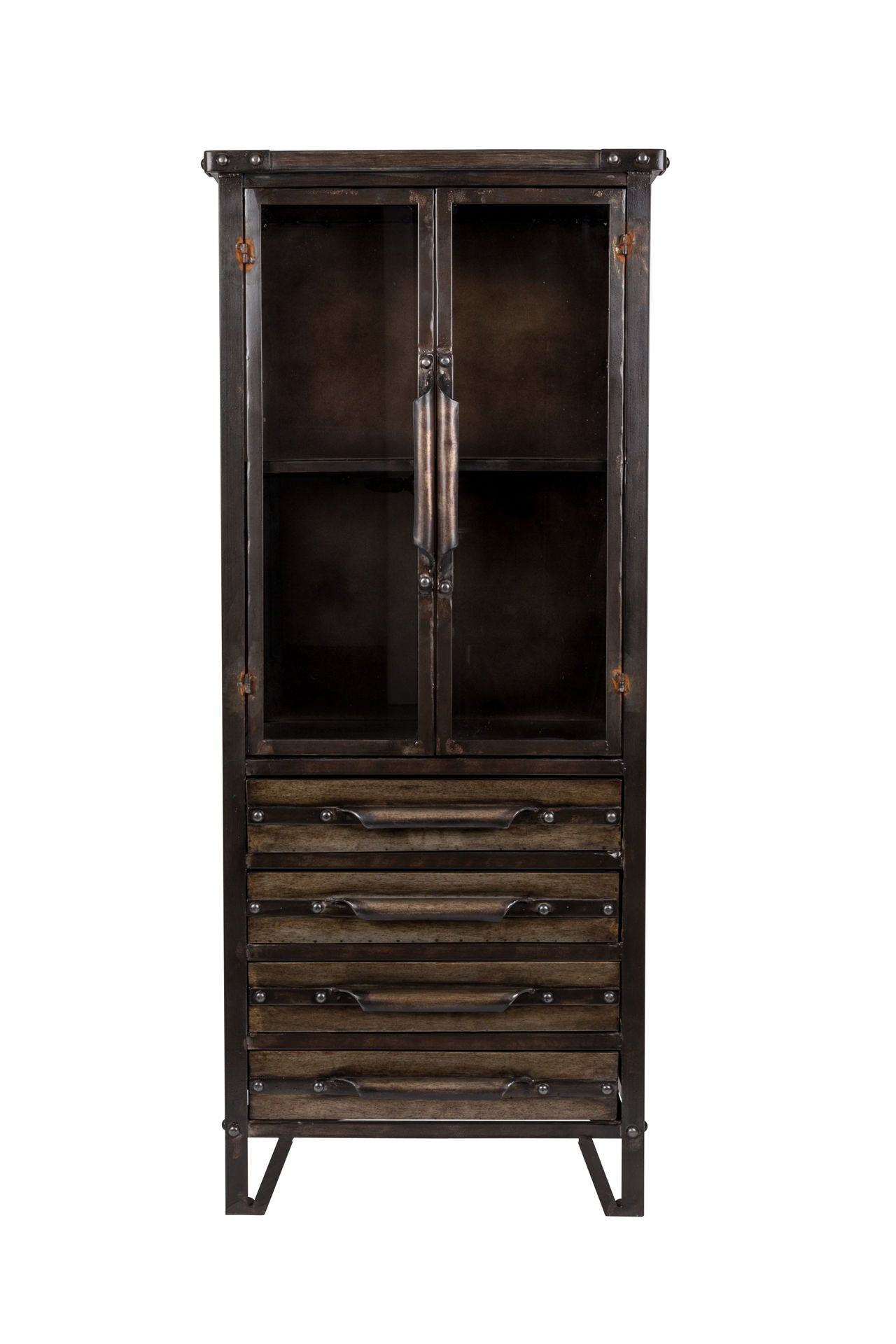 Nancy's Archdale Cabinet - Industrial - Black, Metal, Brown - Iron, Glass - 34.5 cm x 49 cm x 35 cm