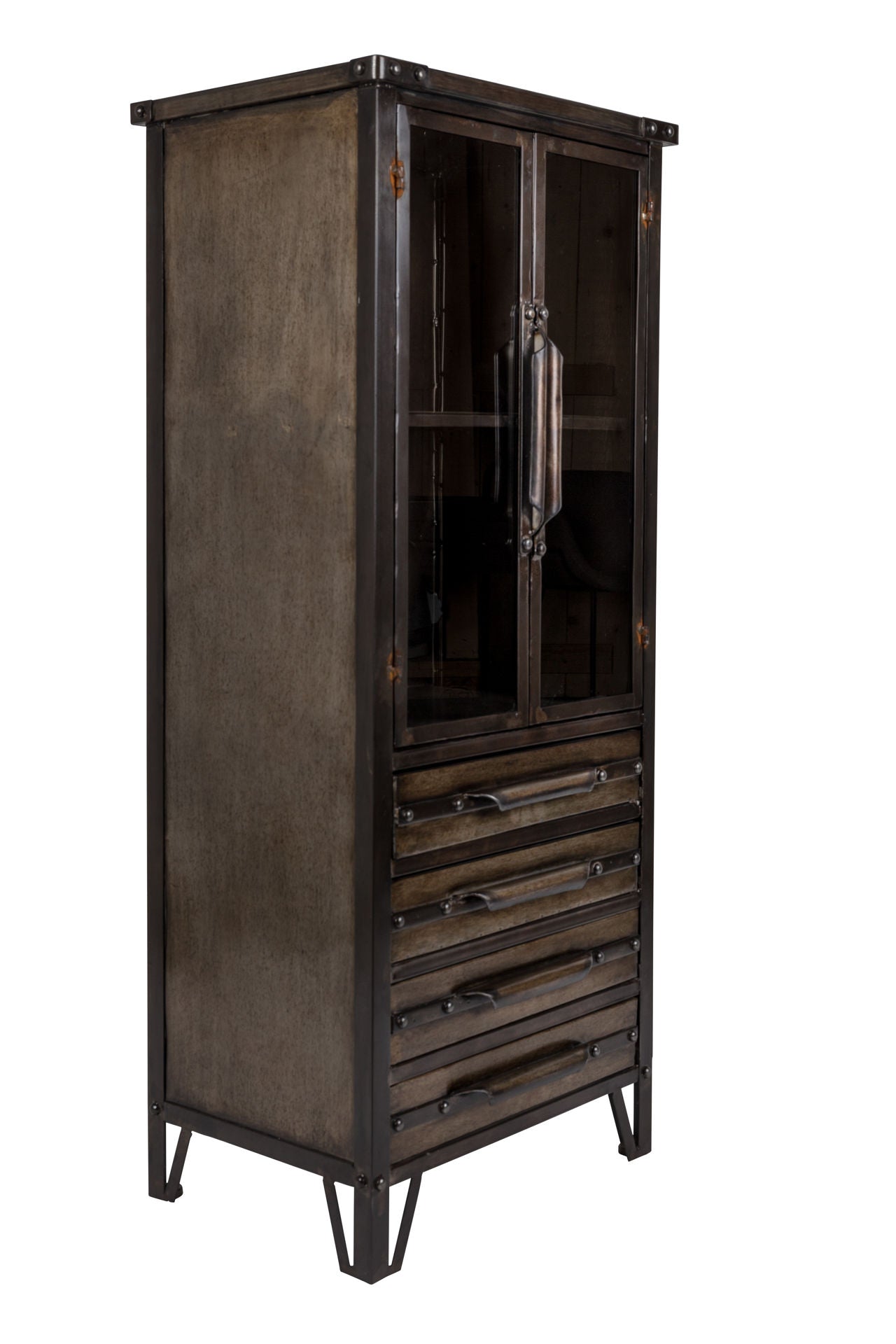 Nancy's Archdale Cabinet - Industriel - Noir, Métal, Marron - Fer, Verre - 34,5 cm x 49 cm x 35 cm