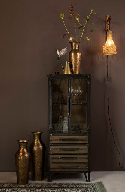 Nancy's Archdale Cabinet - Industriel - Noir, Métal, Marron - Fer, Verre - 34,5 cm x 49 cm x 35 cm