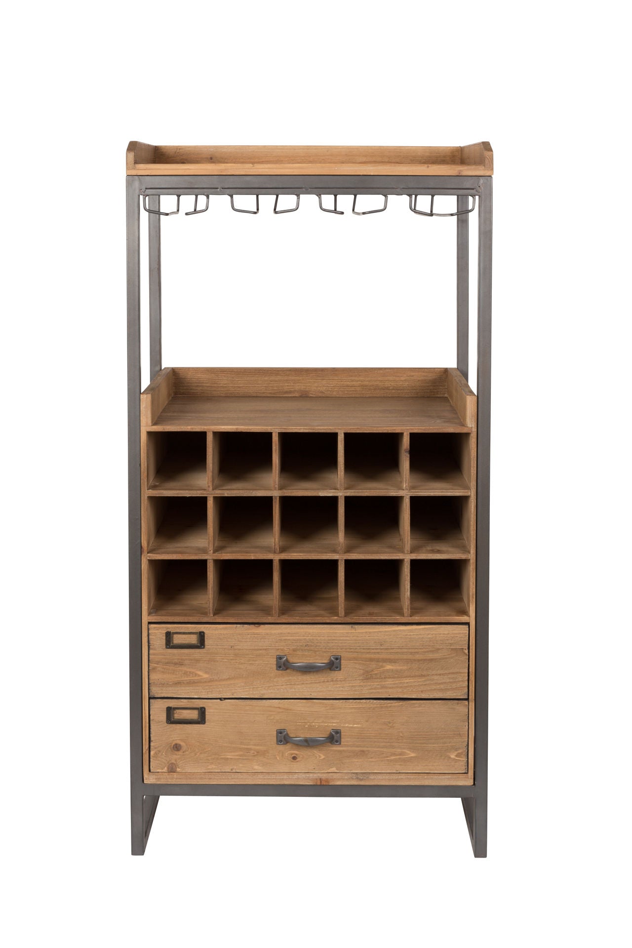 Nancy's Westwood Lakes Cabinet - Industrial - Natural, Gray, Brown - Wood, Mdf, Iron - 38 cm x 56 cm x 112.5 cm