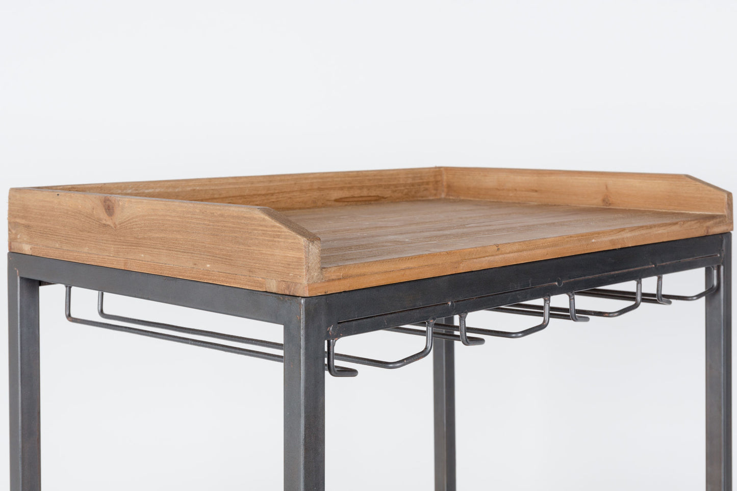 Nancy's Westwood Lakes Drankenkast - Opbergkast - Wandkast - Bruin - Dennenhout / Staal - ± 55 x 40 x 110 cm