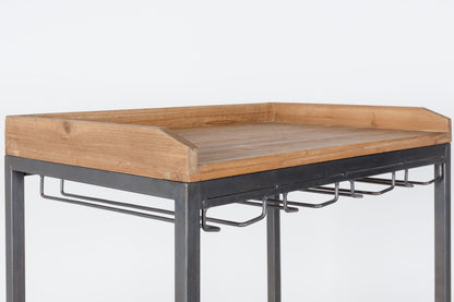 Nancy's Westwood Lakes Drankenkast - Opbergkast - Wandkast - Bruin - Dennenhout / Staal - ± 55 x 40 x 110 cm