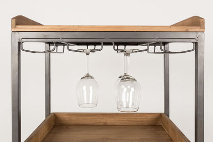 Nancy's Westwood Lakes Drankenkast - Opbergkast - Wandkast - Bruin - Dennenhout / Staal - ± 55 x 40 x 110 cm