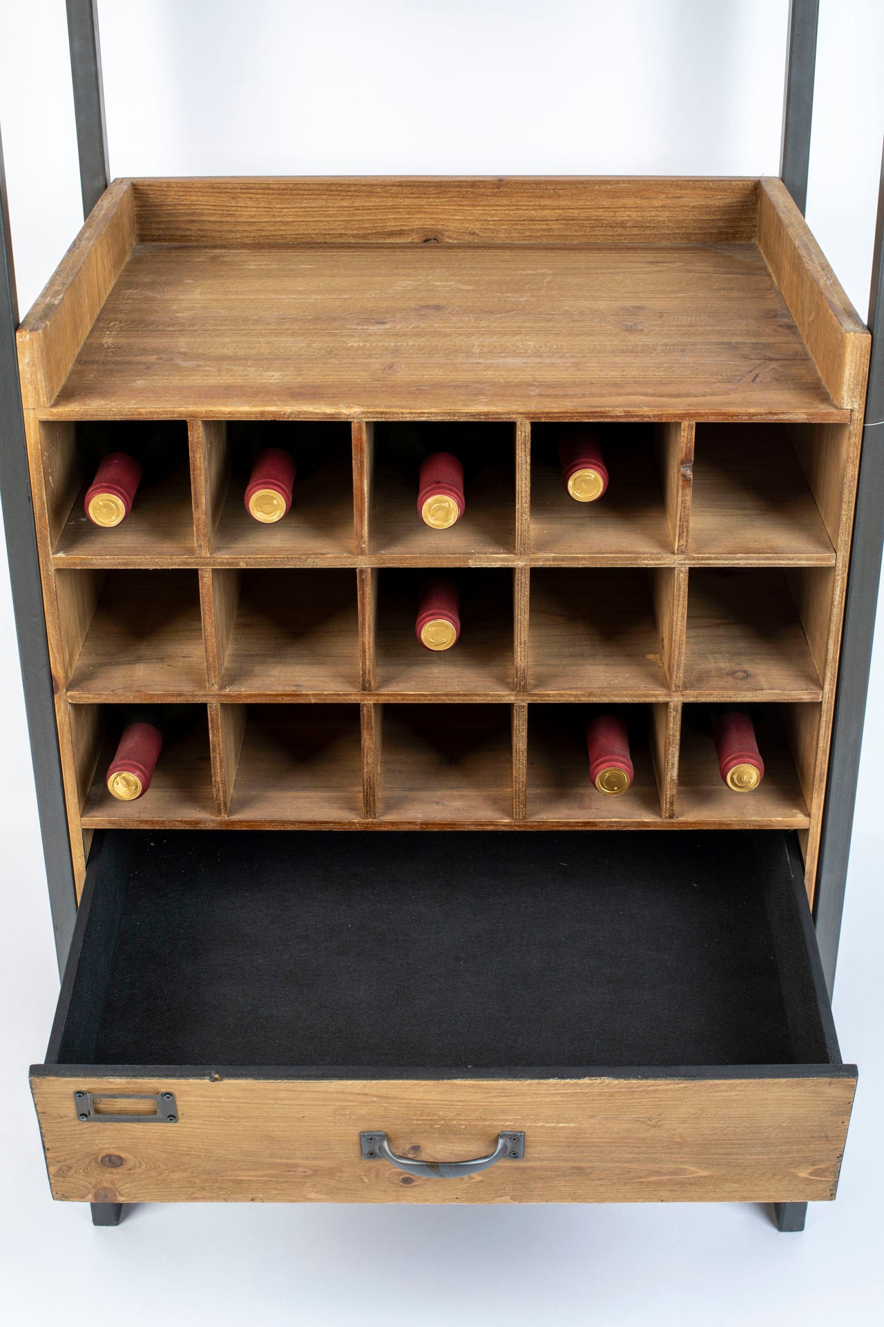 Nancy's Westwood Lakes Drankenkast - Opbergkast - Wandkast - Bruin - Dennenhout / Staal - ± 55 x 40 x 110 cm