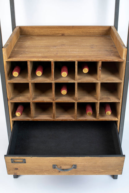 Nancy's Westwood Lakes Drankenkast - Opbergkast - Wandkast - Bruin - Dennenhout / Staal - ± 55 x 40 x 110 cm