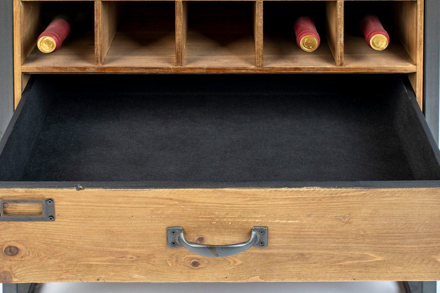 Nancy's Westwood Lakes Drankenkast - Opbergkast - Wandkast - Bruin - Dennenhout / Staal - ± 55 x 40 x 110 cm