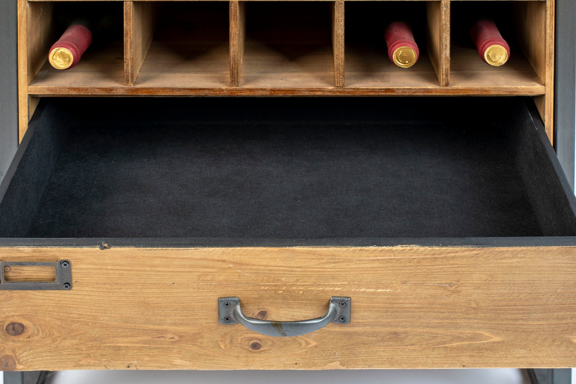Nancy's Westwood Lakes Drankenkast - Opbergkast - Wandkast - Bruin - Dennenhout / Staal - ± 55 x 40 x 110 cm