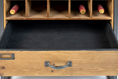 Nancy's Westwood Lakes Drankenkast - Opbergkast - Wandkast - Bruin - Dennenhout / Staal - ± 55 x 40 x 110 cm