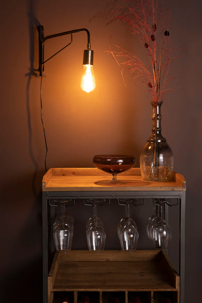 Nancy's Westwood Lakes Drankenkast - Opbergkast - Wandkast - Bruin - Dennenhout / Staal - ± 55 x 40 x 110 cm