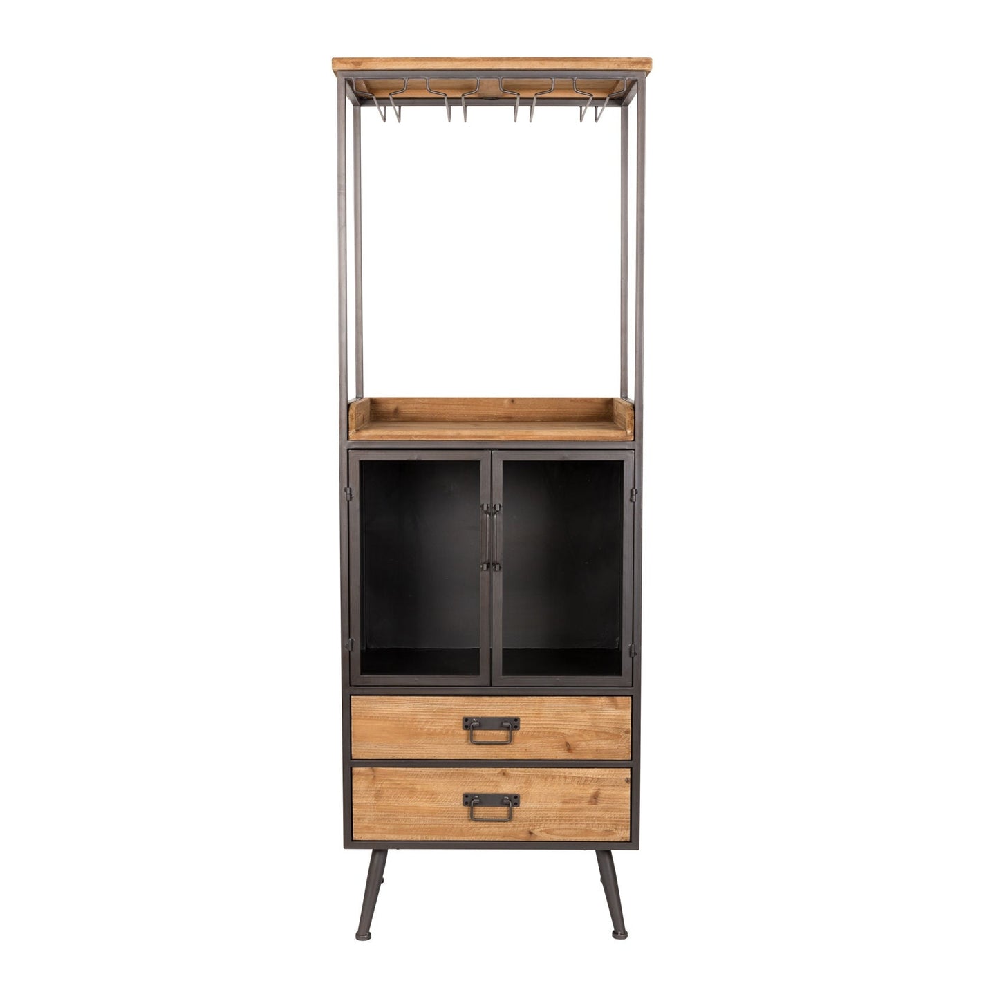 Nancy's Yeadon Drankenkast - Wandkast - Opbergkast - Dennenhout / Staal - ± 60 x 40 x 170 cm