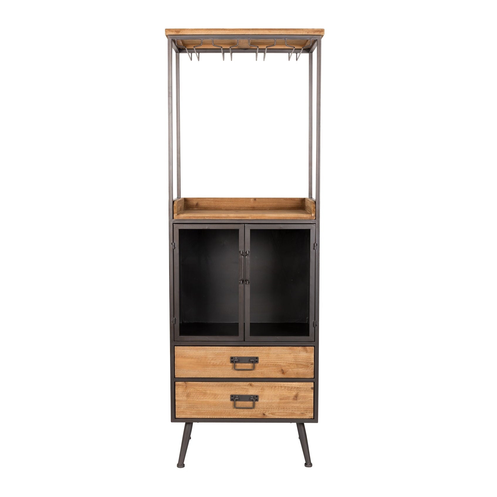 Nancy's Yeadon Drankenkast - Wandkast - Opbergkast - Dennenhout / Staal - ± 60 x 40 x 170 cm