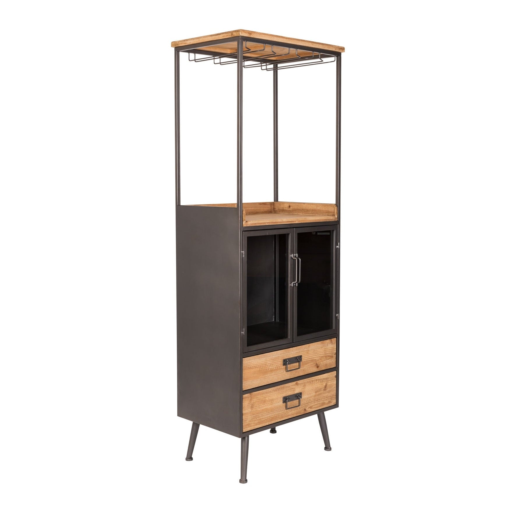 Nancy's Yeadon Drankenkast - Wandkast - Opbergkast - Dennenhout / Staal - ± 60 x 40 x 170 cm