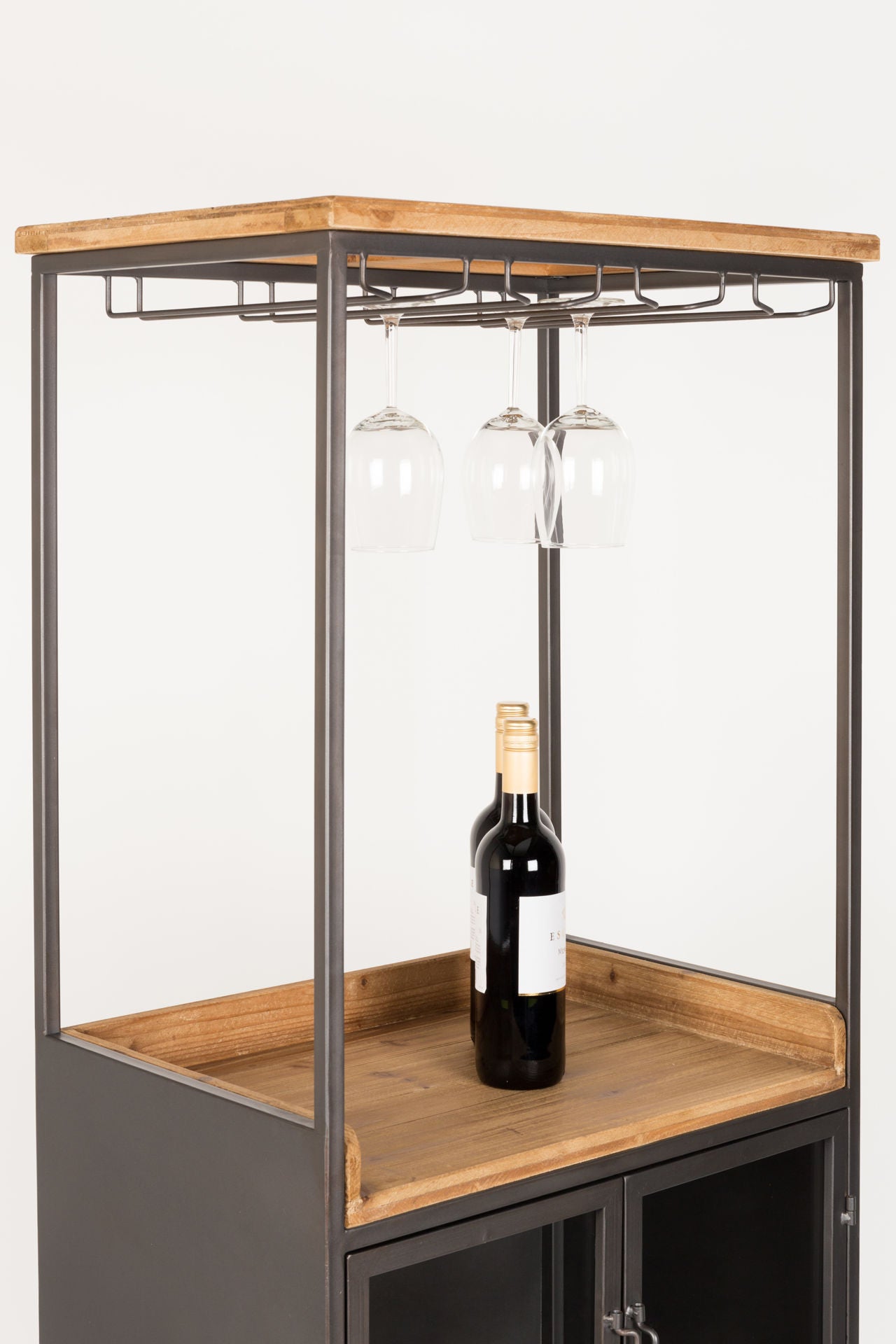 Nancy's Yeadon Drankenkast - Wandkast - Opbergkast - Dennenhout / Staal - ± 60 x 40 x 170 cm