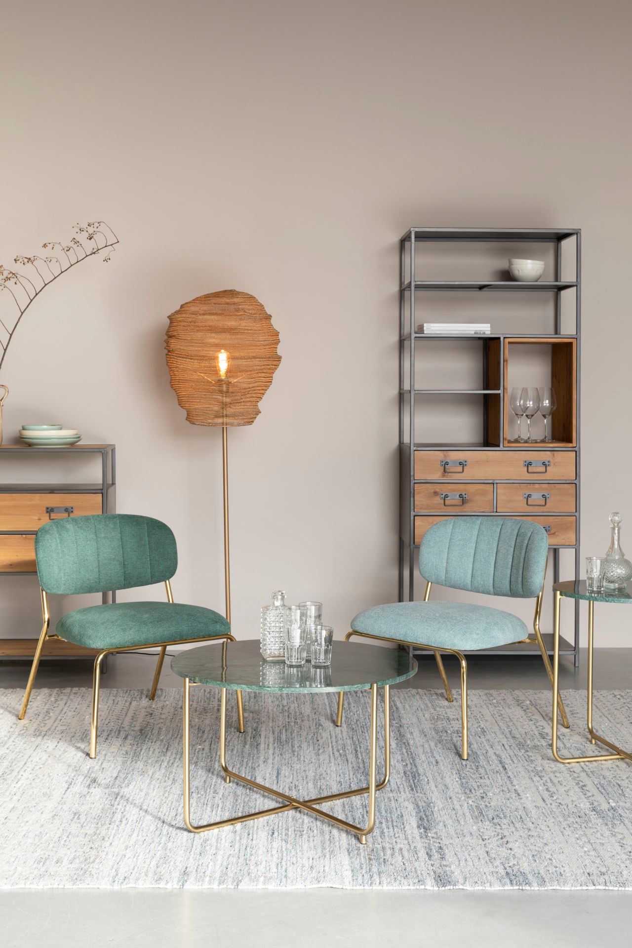Nancy's Yeadon Drankenkast - Wandkast - Opbergkast - Dennenhout / Staal - ± 60 x 40 x 170 cm