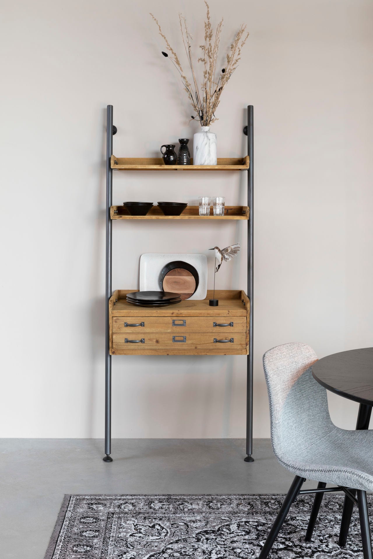 Nancy's Mack Plank - Industrieel - Bruin - IJzer, Hout, Metaal - 40 cm x 78 cm x 180 cm