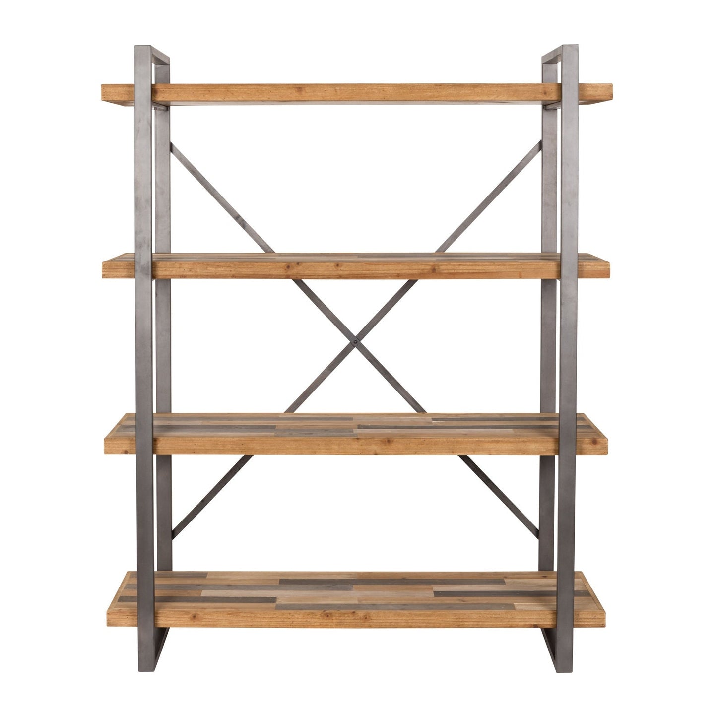 Nancy's Magalia Plank - Industrieel - Bruin, Grijs, Naturel - IJzer, Hout, Mdf - 39 cm x 120 cm x 149 cm