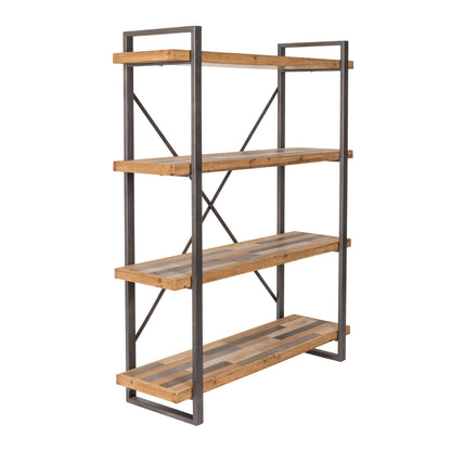 Nancy's Magalia Plank - Industrieel - Bruin, Grijs, Naturel - IJzer, Hout, Mdf - 39 cm x 120 cm x 149 cm
