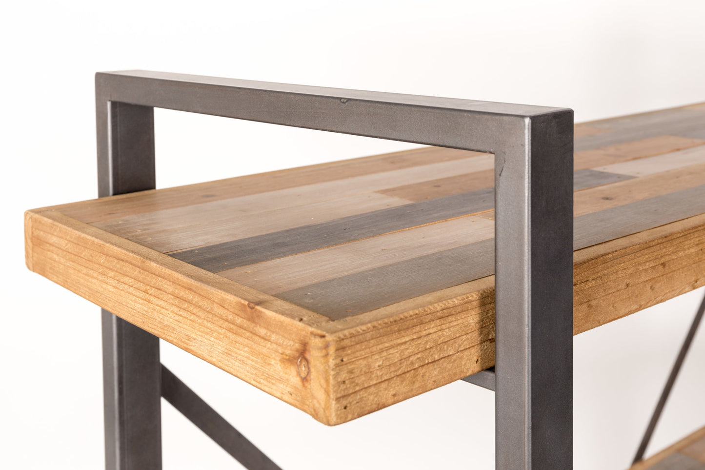 Nancy's Magalia Plank - Industrieel - Bruin, Grijs, Naturel - IJzer, Hout, Mdf - 39 cm x 120 cm x 149 cm