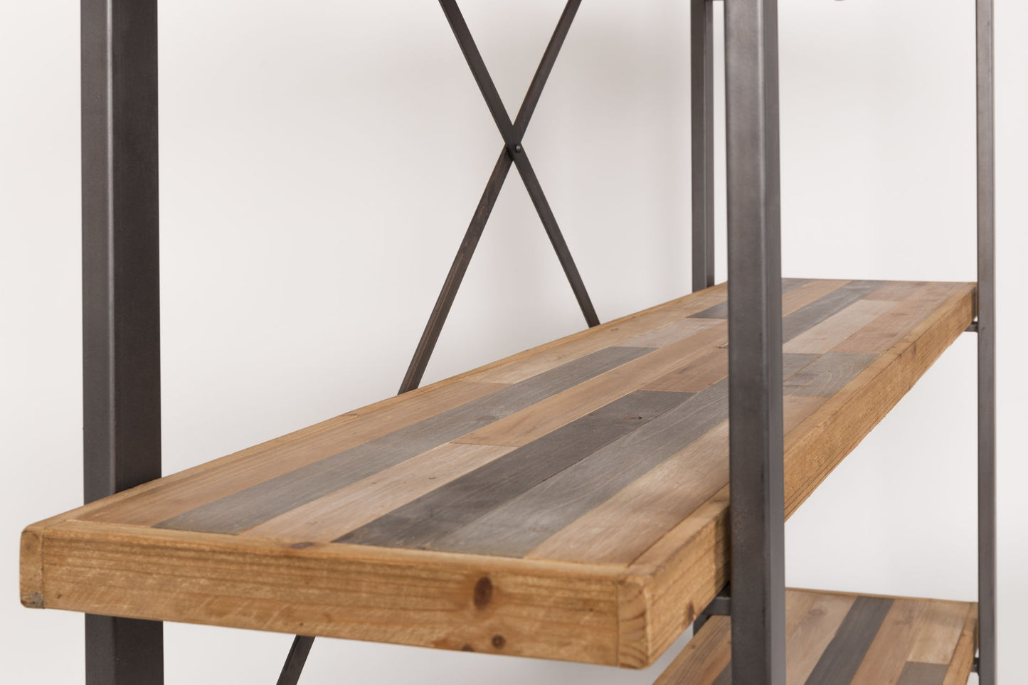 Nancy's Magalia Plank - Industrieel - Bruin, Grijs, Naturel - IJzer, Hout, Mdf - 39 cm x 120 cm x 149 cm