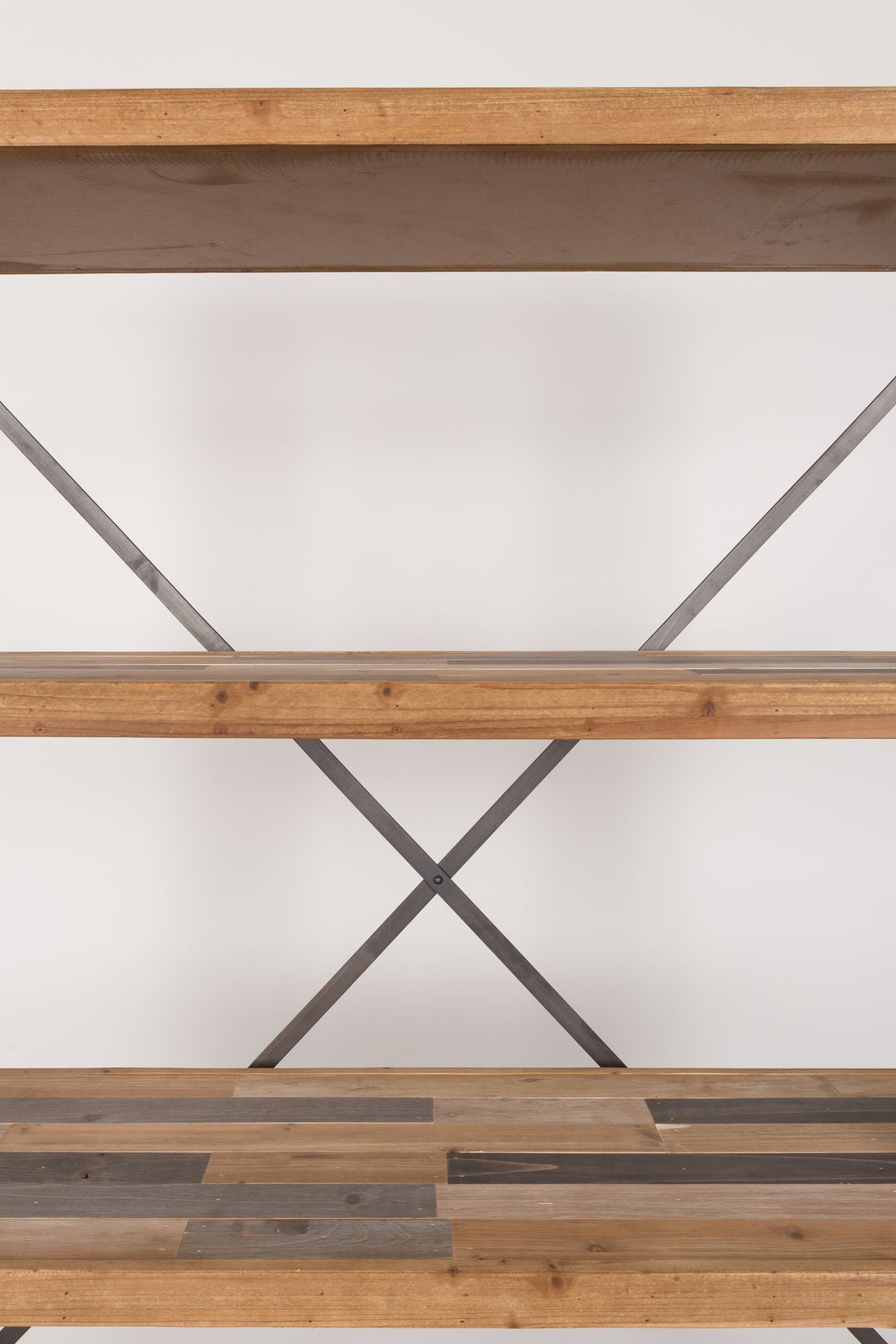 Nancy's Magalia Plank - Industrieel - Bruin, Grijs, Naturel - IJzer, Hout, Mdf - 39 cm x 120 cm x 149 cm