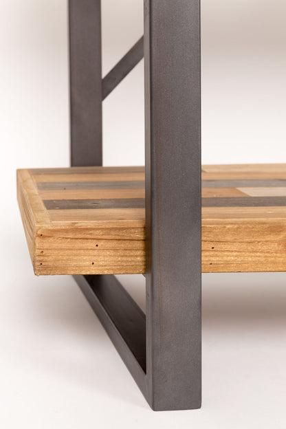 Nancy's Magalia Plank - Industrieel - Bruin, Grijs, Naturel - IJzer, Hout, Mdf - 39 cm x 120 cm x 149 cm