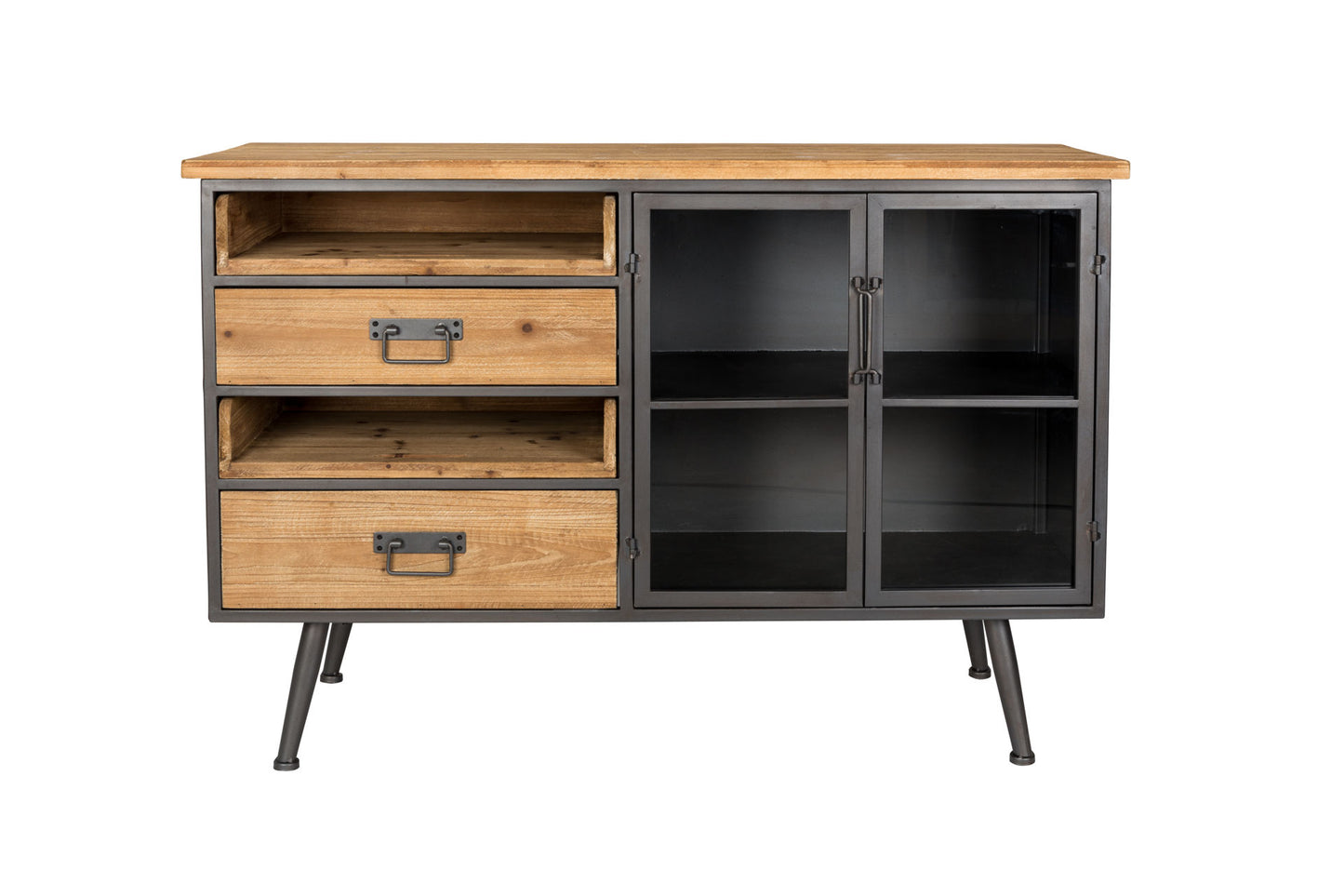 Nancy's Waipio Sideboard - Industrial - Brown - Mdf, Iron, Glass - 40 cm x 113 cm x 75 cm