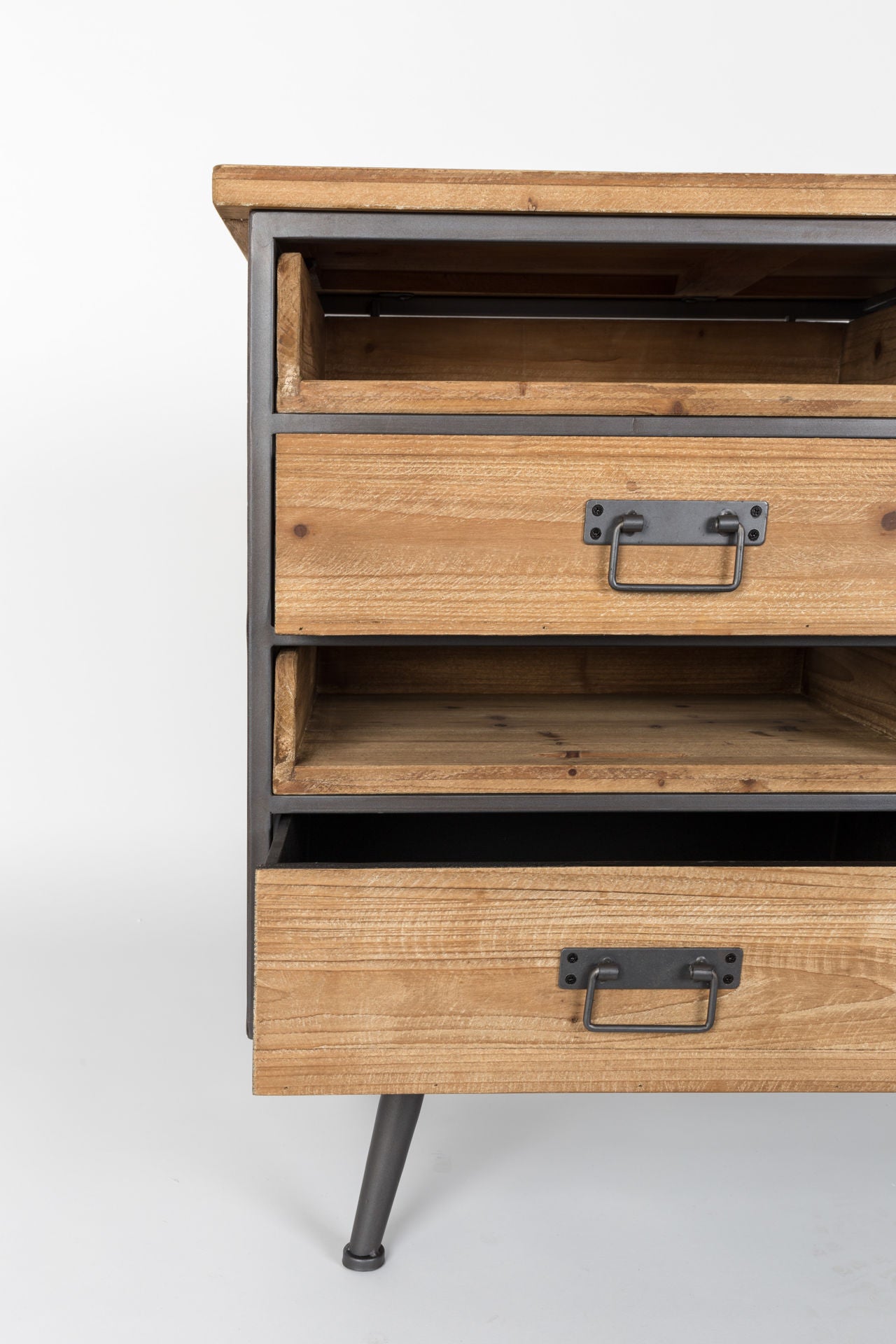 Nancy's Waipio Dressoir - TV-meubel - Dennenhout / Staal - ± 115 x 40 x 75 cm