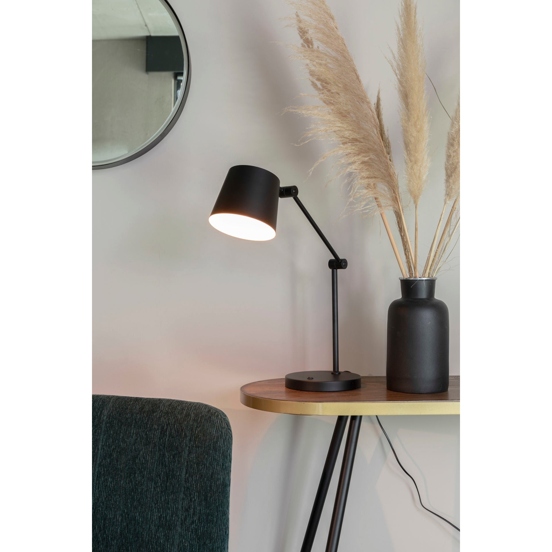 Nancy's Scottsburg Bureaulamp - Modern - Zwart - IJzer, Pvc - 28,5 cm x 20 cm x 60 cm