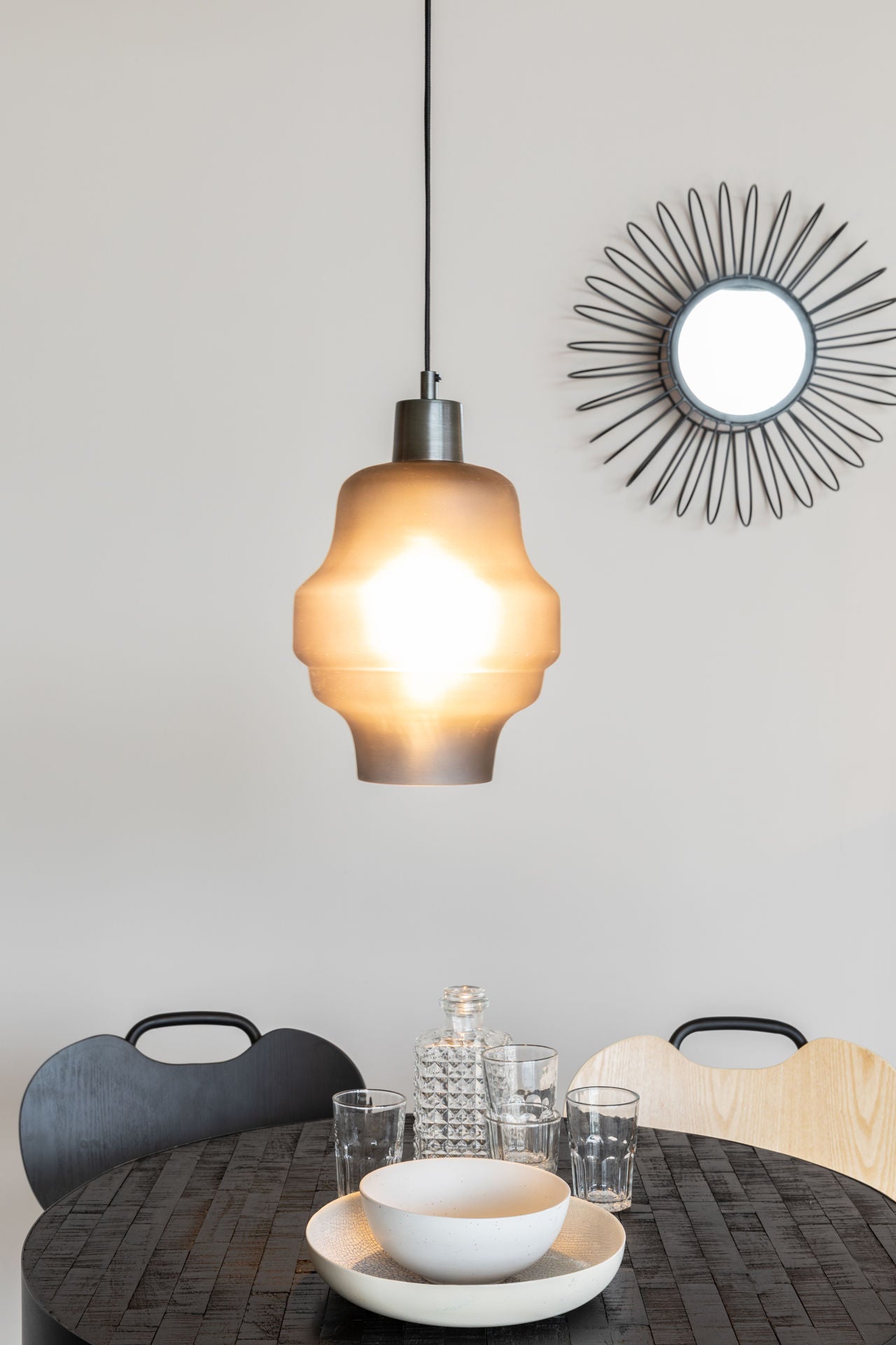 Nancy's Schiller Park Hanglamp - Hangverlichting - Grijs - Glas