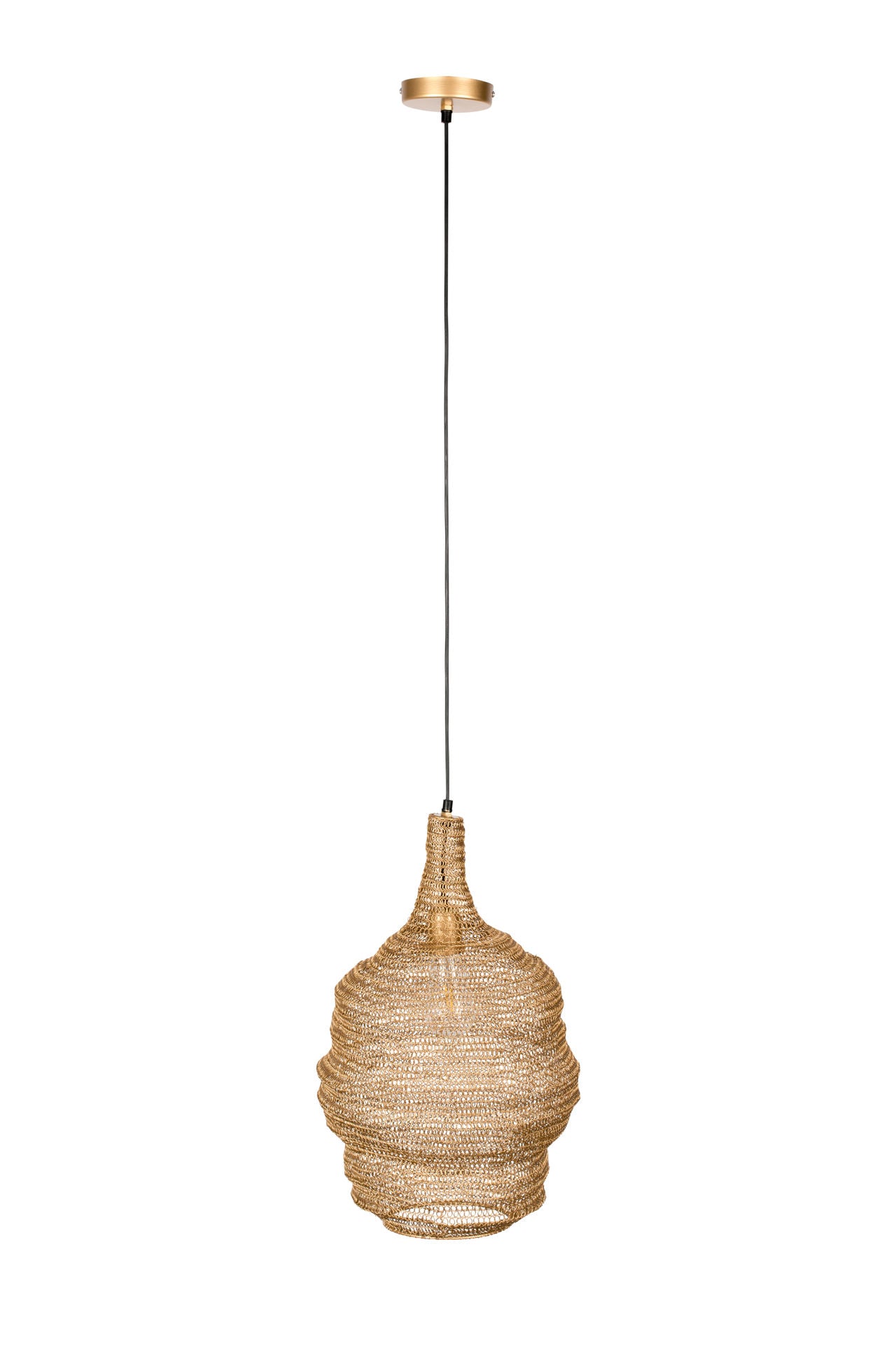 Lampe suspendue Destrehan de Nancy - Moderne - Laiton, Noir - Fer, Pvc - 37 cm x 37 cm x 155 cm