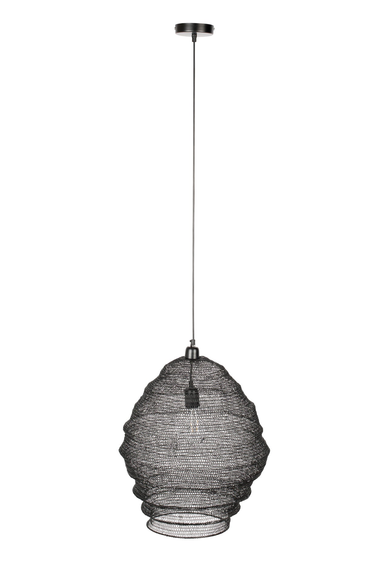 Nancy's Minooka Hanglamp - Modern - Zwart - IJzer, Pvc - 48 cm x 48 cm x 158 cm