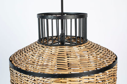 Nancy's Collegedale Hanging Lamp - Modern - Black, Natural, Brown - Steel, Wicker, PVC - 30 cm x 30 cm x 145 cm