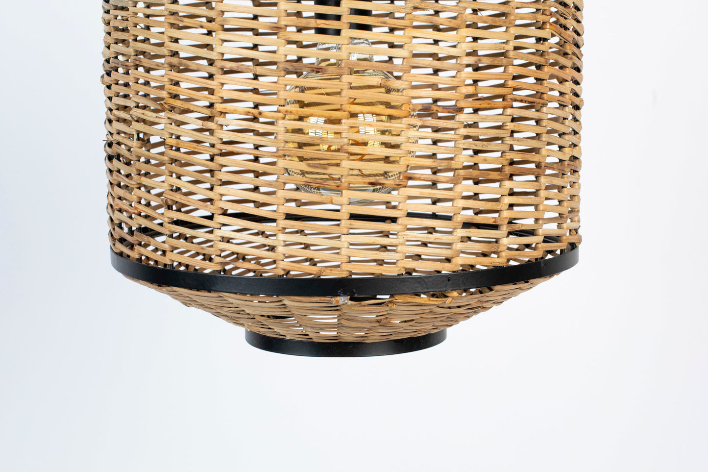 Nancy's Collegedale Hanging Lamp - Modern - Black, Natural, Brown - Steel, Wicker, PVC - 30 cm x 30 cm x 145 cm