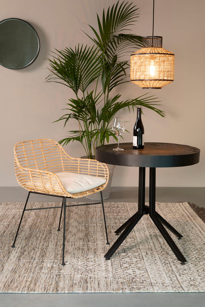 Lampe suspendue Nancy's Collegedale - Moderne - Noir, Naturel, Marron - Acier, Osier, PVC - 30 cm x 30 cm x 145 cm