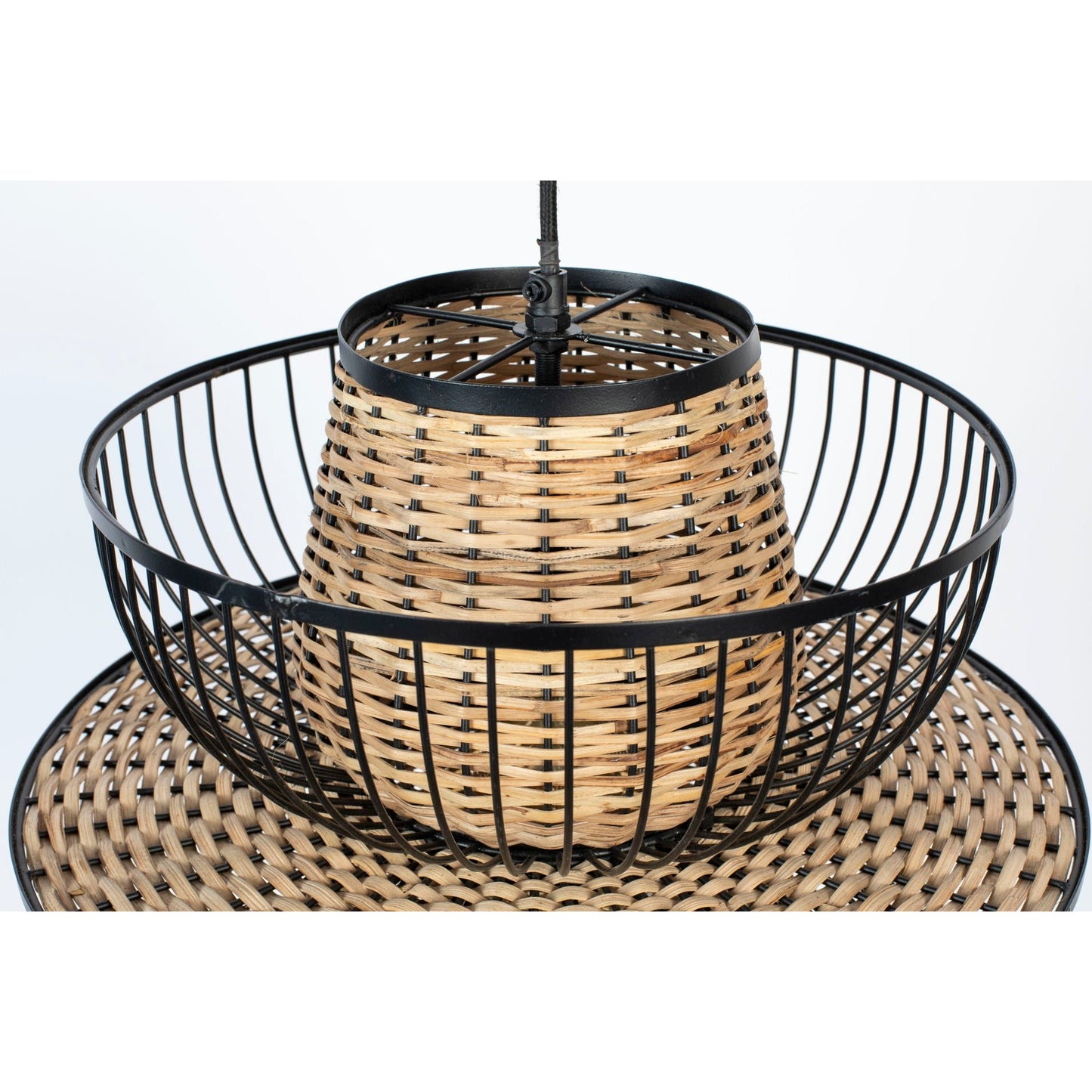 Nancy's Viera West Hanglamp - Plafondlamp - Modern - Zwart / Bruin - Staal / Riet
