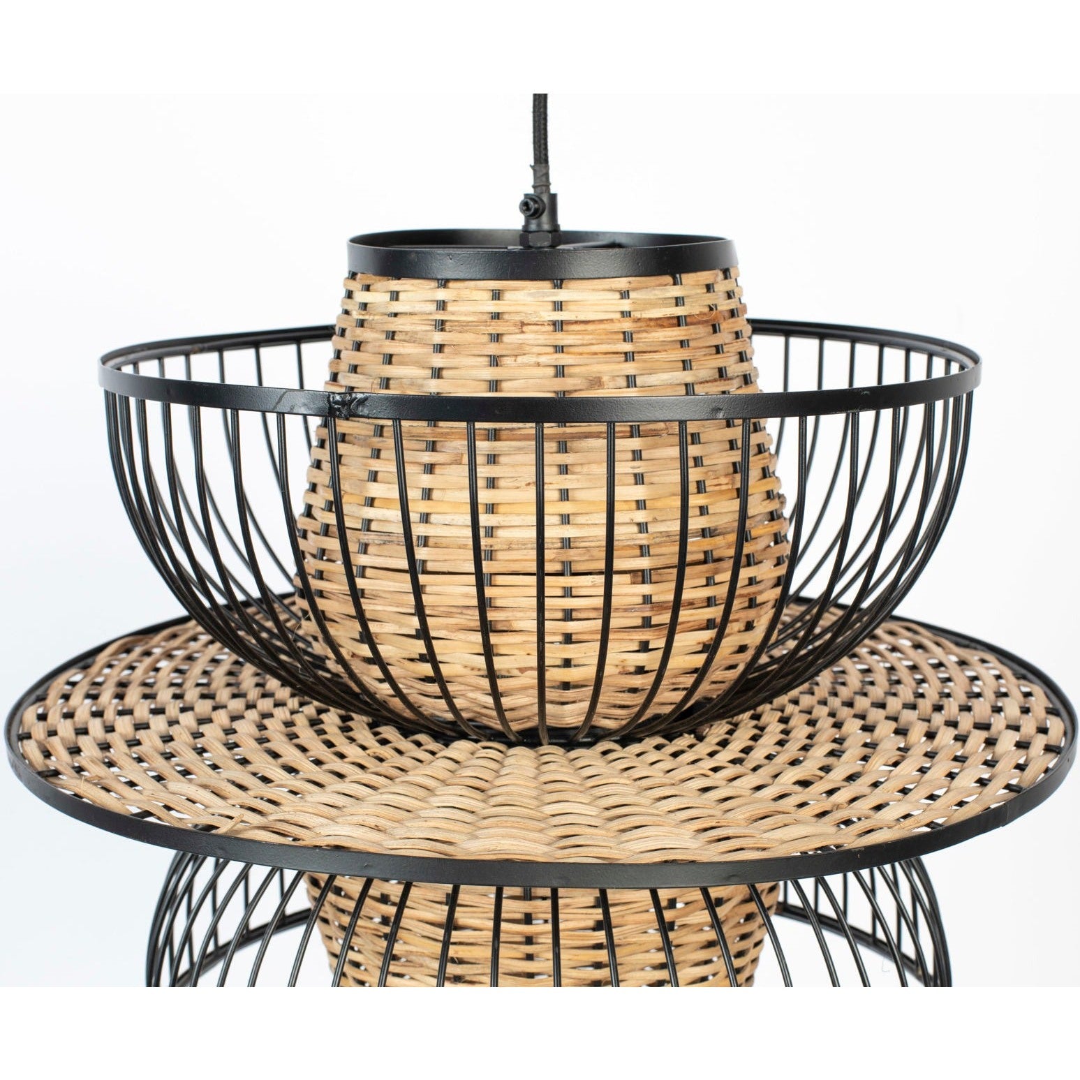 Nancy's Viera West Hanglamp - Plafondlamp - Modern - Zwart / Bruin - Staal / Riet