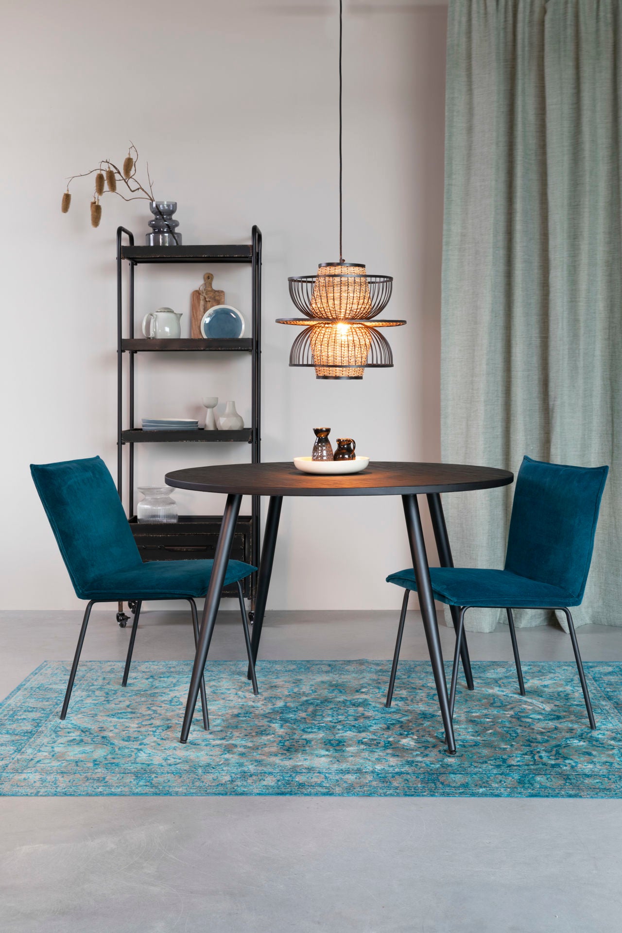 Nancy's Viera West Hanglamp - Plafondlamp - Modern - Zwart / Bruin - Staal / Riet