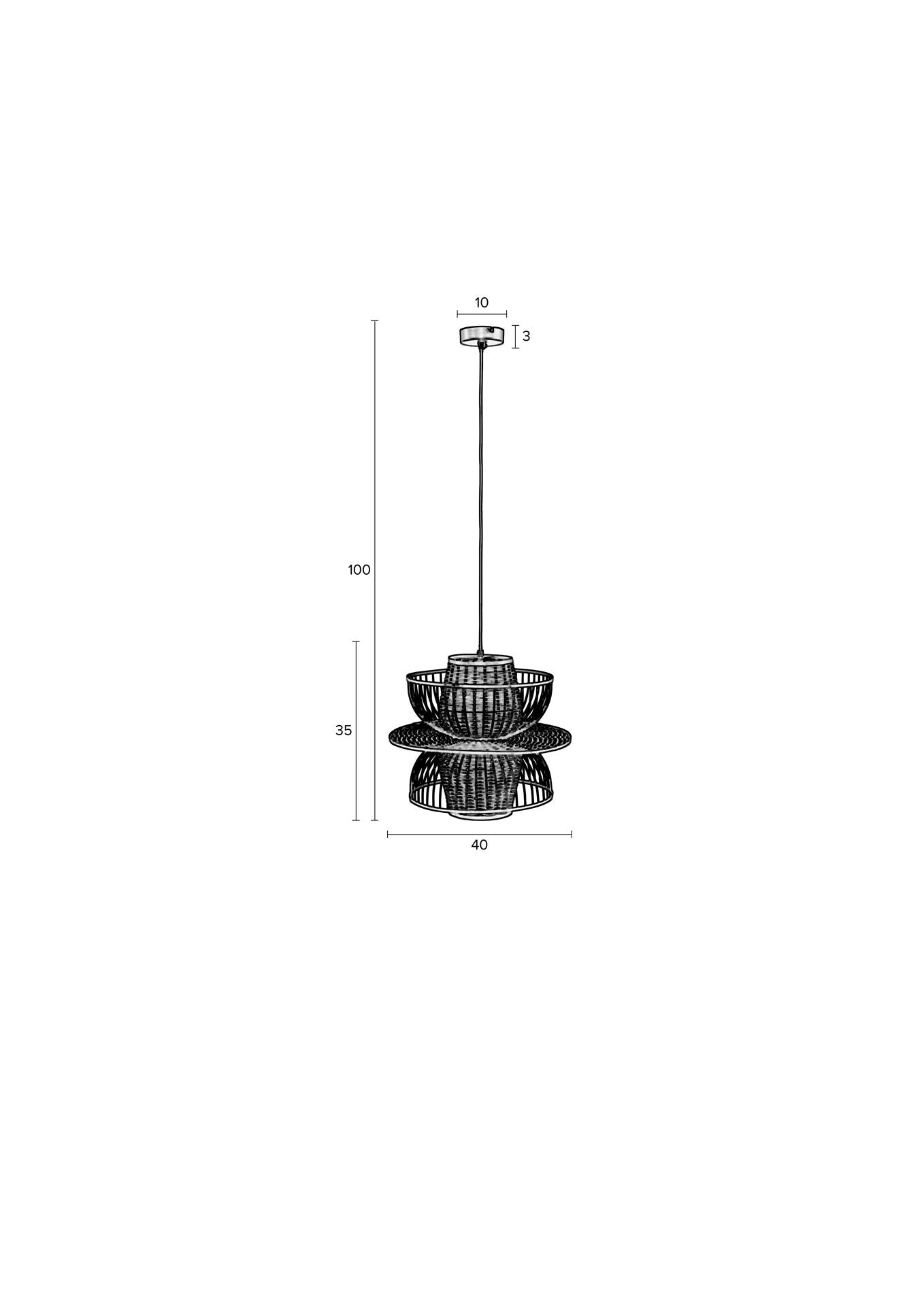 Nancy's Viera West Hanglamp - Plafondlamp - Modern - Zwart / Bruin - Staal / Riet