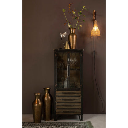 Nancy's Pleasant View Wall Lamp - Modern - Brown, Natural, Black - Iron, Mango Wood, Polyester - 18 cm x 17 cm x 47 cm